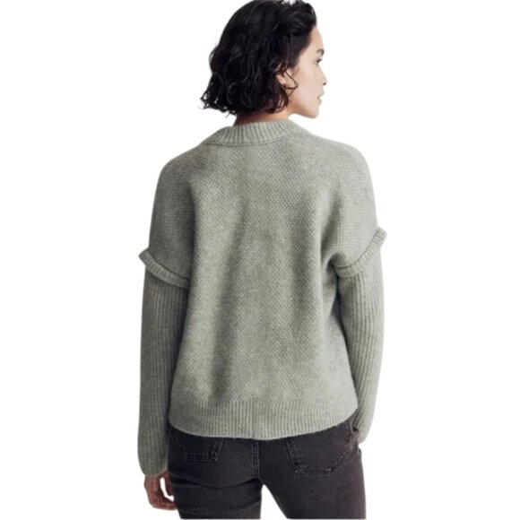 Madewell Havener Frosted Sage Alpaca Wool Blend Cable Sweater - Picture 4 of 13